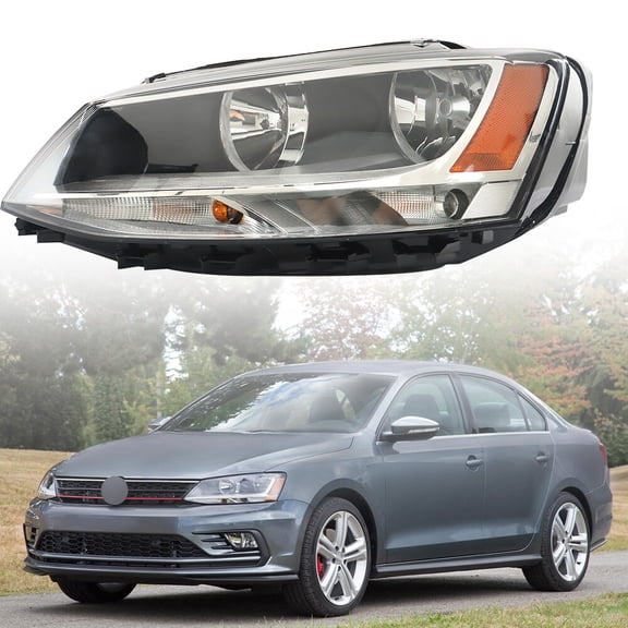 Headlight Assembly For 2011-2018 Volkswagen Jetta LH Driver Side Halogen Black