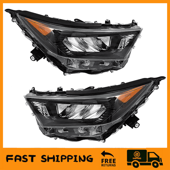 Headlight Assembly For 2019-2022 Toyota RAV4 LE XLE LED Black Left+Right Side