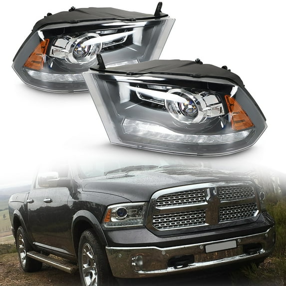 Headlight Assembly Replacement for 2009-2018 Dodge Ram 1500 2500 3500 headlights with DRL Set Driver & Passenger Side