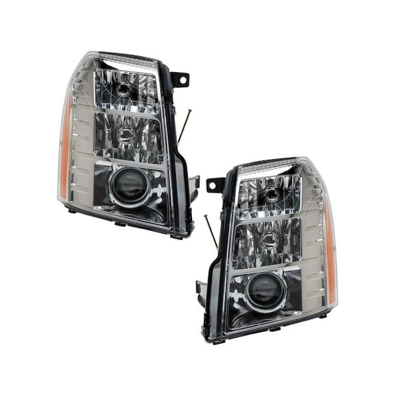 Headlight Assembly Set 2 Piece - Compatible with 2007 - 2014 Cadillac Escalade ESV 2008 2009 2010 2011 2012 2013