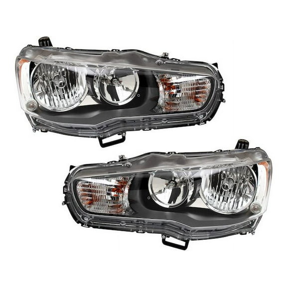 Headlight Assembly Set 2 Piece - Compatible with 2009 - 2017 Mitsubishi Lancer 2010 2011 2012 2013 2014 2015 2016
