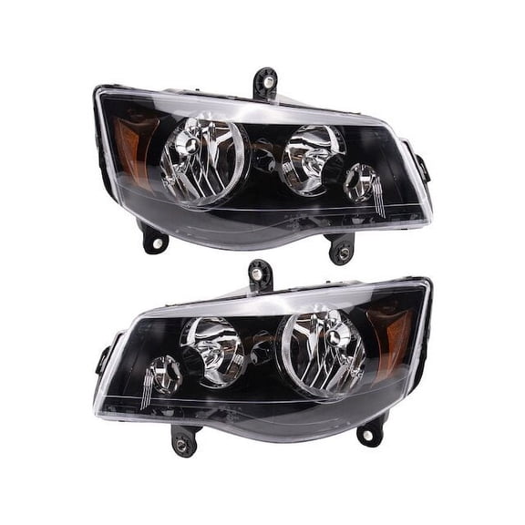 Headlight Assembly Set 2 Piece - Compatible with 2011 - 2020 Dodge Grand Caravan 2012 2013 2014 2015 2016 2017 2018 2019