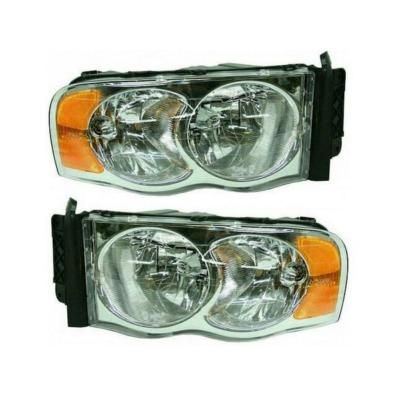 Headlight Assembly Set - Compatible with 2003 - 2005 Dodge Ram 3500 2004