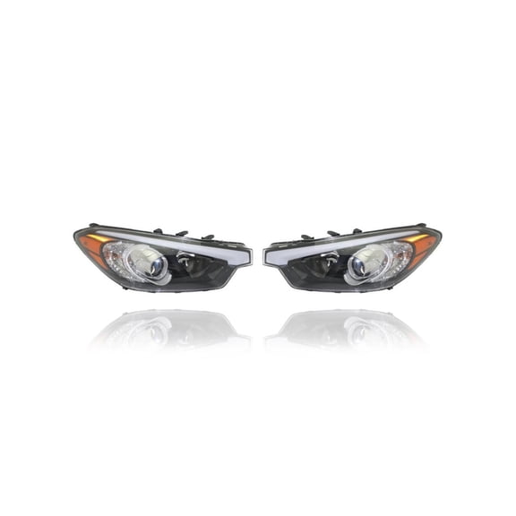 Headlight Assembly - TYC Compatible/Replacement for '14-16 Kia Forte/5 Sedan/Hatchback LX - Halogen Without LED Daytime Running Light - Pair, Left Driver + Right Passenger Set - 92102A7200, 92101A7200