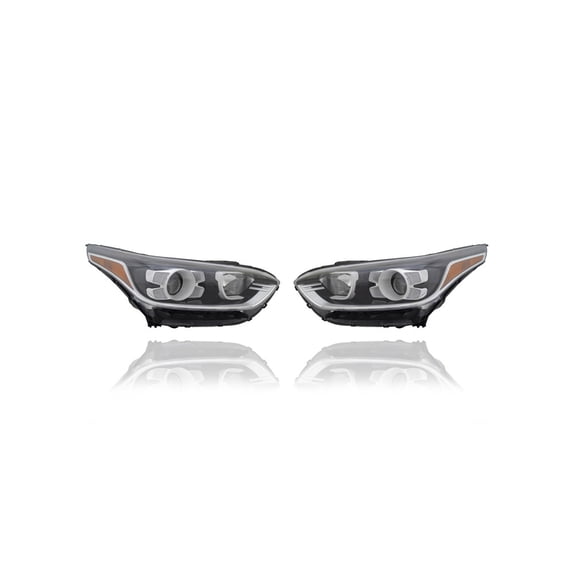 Headlight Assembly - TYC Compatible/Replacement for '19-21 Kia Forte Sedan EX/GT Line/S - Halogen With LED Daytime Running Light - Pair, Left Driver + Right Passenger Set - 92102M7100, 92101M7100