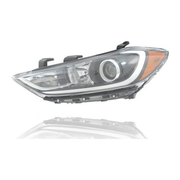 Headlight Assembly - TYC Fit/For 17-18 Hyundai Elantra-Sedan-Value/Eco - Halogen With LED Daytime Running Light (Exclude LED/SE/SEL/Limited/Sport) - Left Hand / Driver - 92101F3010