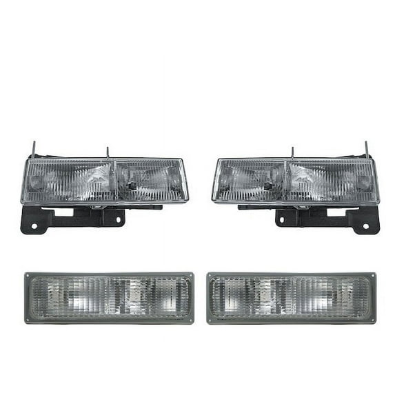 Headlight Assembly and Parking Light Kit 4 Piece - Compatible with 1990 - 1993 Chevy C2500 1991 1992