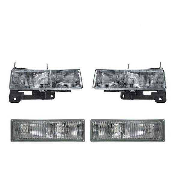 Headlight Assembly and Parking Light Kit 4 Piece - Compatible with 1992 - 1993 GMC Yukon