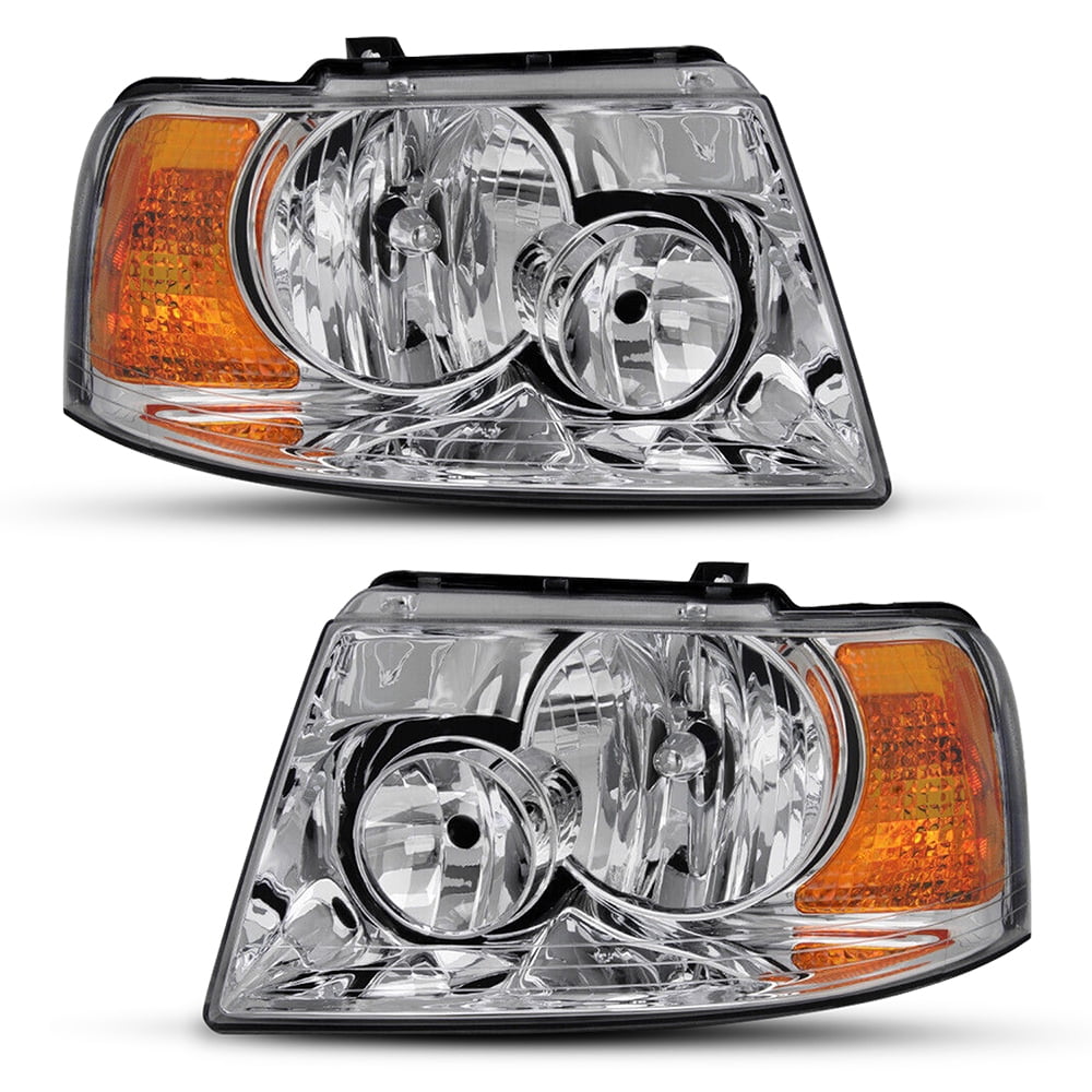 Headlight Assembly for 2003 -2006 Ford Expedition Chrome Housing Amber  Corner