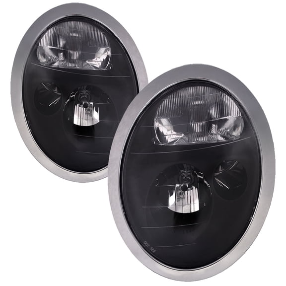 Headlight Black Halogen Right Left Set Fits 2002-2004 Mini Cooper