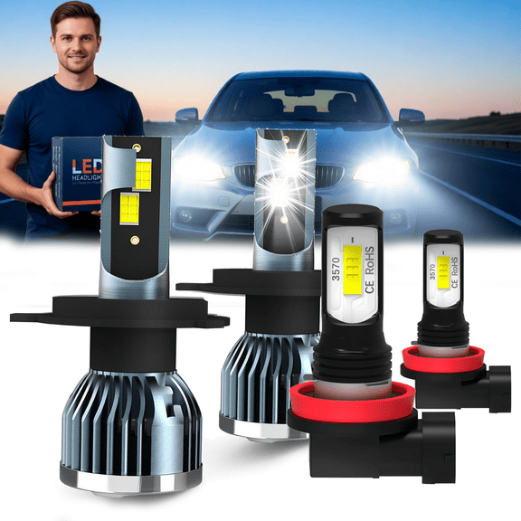 Headlight Bulb For 2007-2008 Toyota Avanza,9003/H4 High Low Beam,H11 Fog Light BulbPlug and PlayHigh Brightness LED BulbsPack of 4