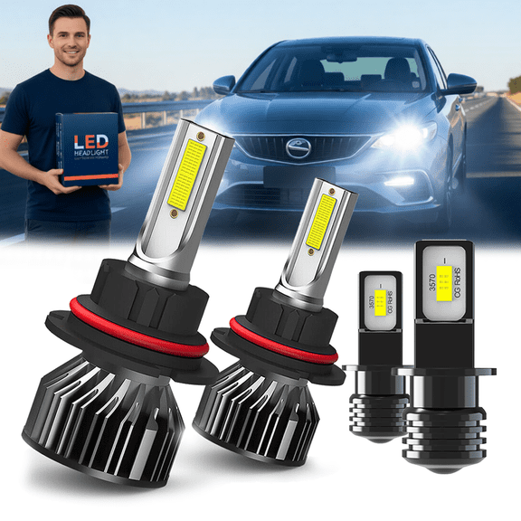 Headlight Bulbs For 1990-1993 Acura Integra,9007 High Low Beam,H3 Fog Light BulbPlug and PlayHigh Brightness LED BulbsPack of 4