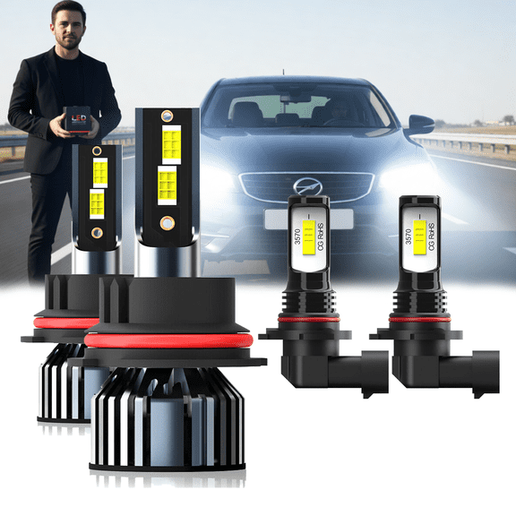 Headlight Bulbs For 2001-2002 Chrysler Neon,9007 High Low Beam,9145 Fog Light BulbPlug and PlayHigh Brightness LED BulbsPack of 4