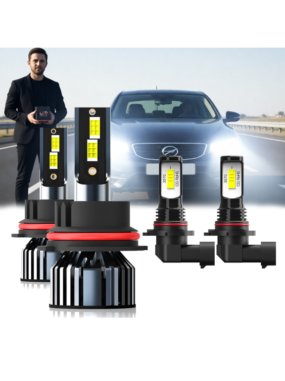 Headlight Bulbs For 2001-2007 Chrysler Town & Country,9007 High Low Beam,9145 Fog Light BulbPlug and PlayHigh Brightness LED BulbsPack of 4