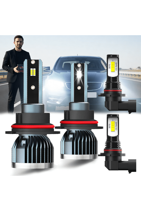 Headlight Bulbs For 2001-2007 Chrysler Town & Country,9007 High Low Beam,9145 Fog Light BulbPlug and PlayHigh Brightness LED BulbsPack of 4