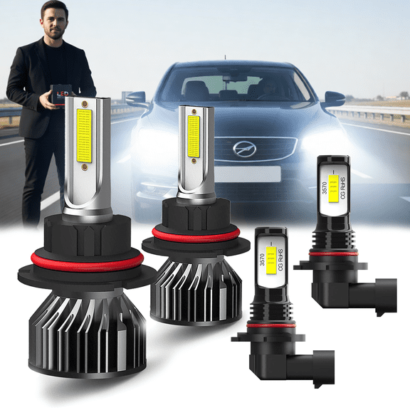 Headlight Bulbs For 2003-2005 Dodge SX 2.0,9007 High Low Beam,9006 Fog Light BulbPlug and PlayHigh Brightness LED BulbsPack of 4