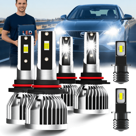 Headlight Bulbs For 2004-2006 Lexus LS430,9005 High Beam,9006 Low Beam,H3 Fog Light,Replacement OEM,6500K,Pack of 6