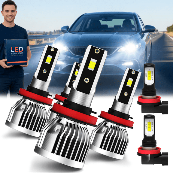 Headlight Bulbs For 2008-2010 Saturn Vue,H11 High Beam,H11 Low Beam,H11 Fog Light,Replacement OEM,6500K,Pack of 6