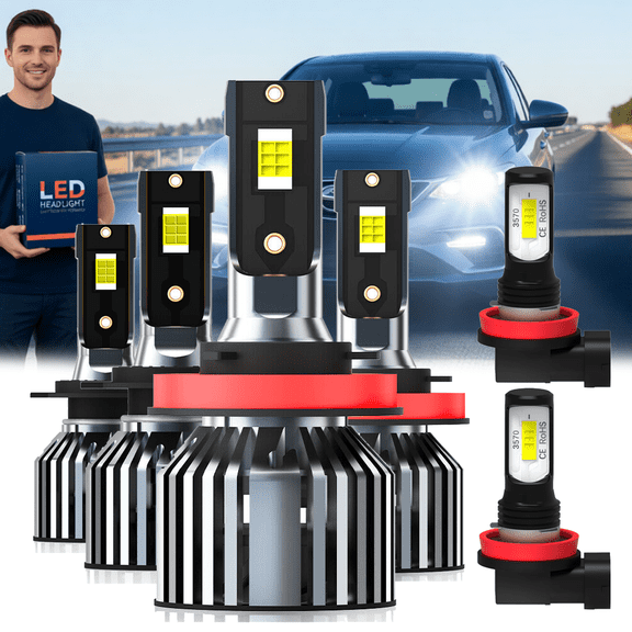 Headlight Bulbs For 2009-2010 BMW 528i,H7 High Beam,H11 Low Beam,H11 Fog Light,Replacement OEM,6500K,Pack of 36