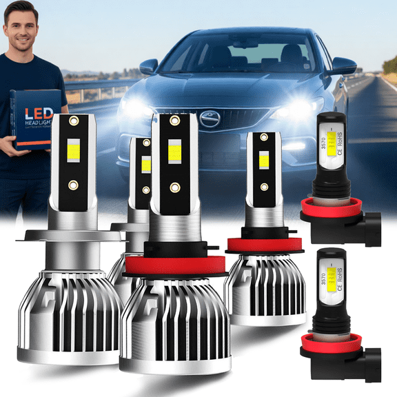 Headlight Bulbs For 2009-2010 BMW 528i,H7 High Beam,H11 Low Beam,H11 Fog Light,Replacement OEM,6500K,Pack of 36