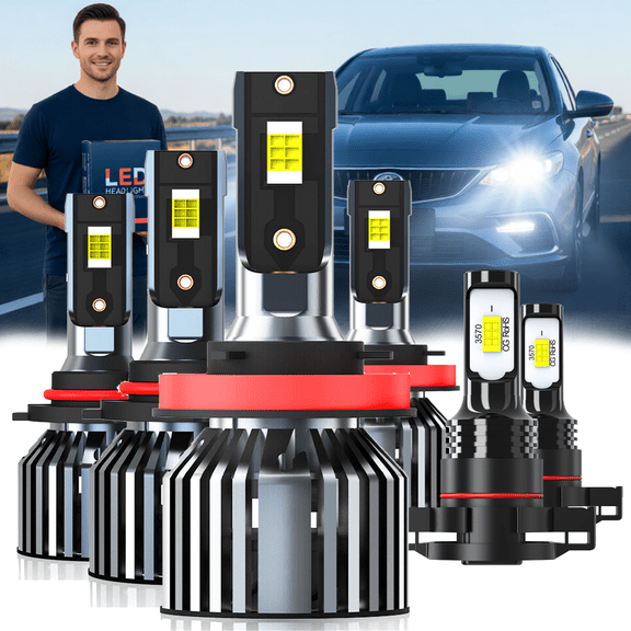 Headlight Bulbs For 2014-2018 Chevrolet Silverado 2500,9005 High BeamH11 Low Beam,5202/H16 Fog Light,Replacement OEM,6500K,Pack of 6