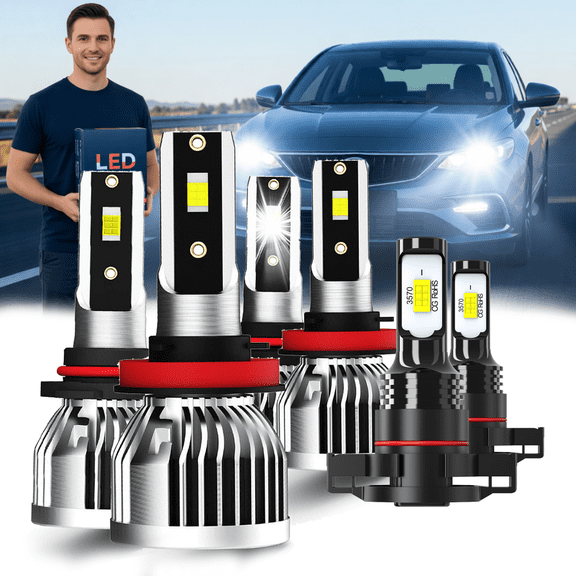 Headlight Bulbs For 2014-2018 Chevrolet Silverado 2500,9005 High BeamH11 Low Beam,5202/H16 Fog Light,Replacement OEM,6500K,Pack of 6