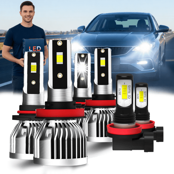 Headlight Bulbs For 2015-2017 Nissan Juke,9005 High BeamH11 Low Beam,H11 Fog Light,Replacement OEM,6500K,Pack of 6