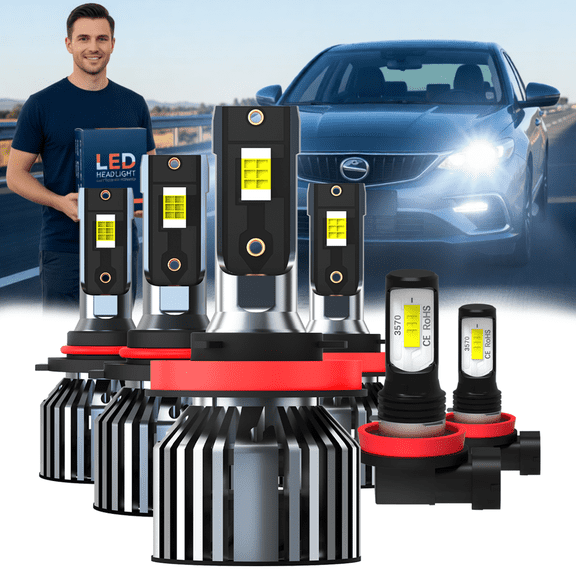 Headlight Bulbs For 2015-2017 Nissan Juke,9005 High BeamH11 Low Beam,H11 Fog Light,Replacement OEM,6500K,Pack of 6