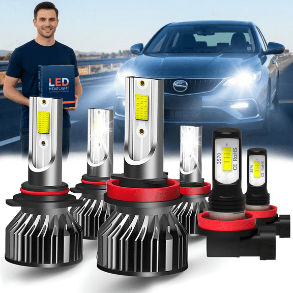 Headlight Bulbs For 2015-2021 Ram Pro Master City,9005 High BeamH11 Low Beam,H11 Fog Light,Replacement OEM,6500K,Pack of 6