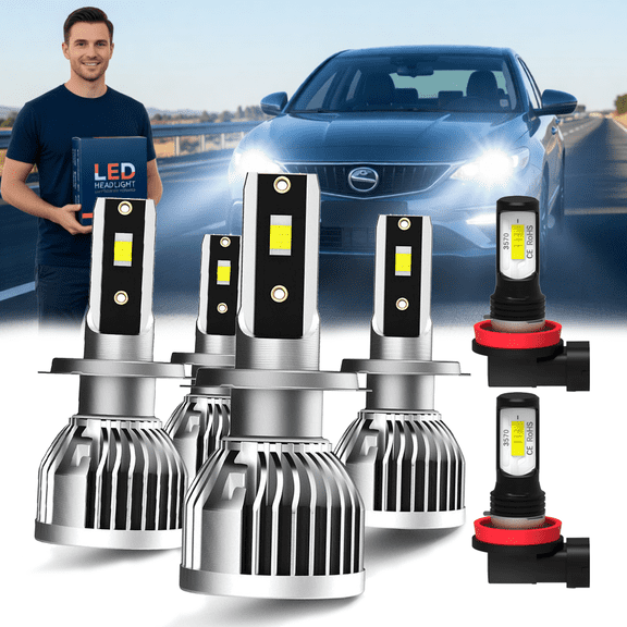 Headlight Bulbs For 2017-2018 Nissan Pathfinder,H7 High Beam,H7 Low Beam,H11 Fog Light,Replacement OEM,6500K,Pack of 6