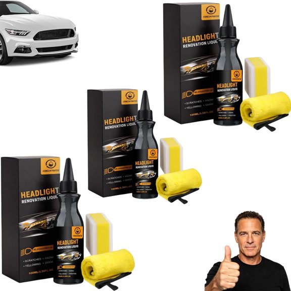 Headlight Care Solution, Car Headlight Restoration Kit, Scratch Removal Refurbishment , Car Headlamp Polishing Compound for Vehicles Suv Sedan Pickup Van Trailer, Sponge,Towel Included,