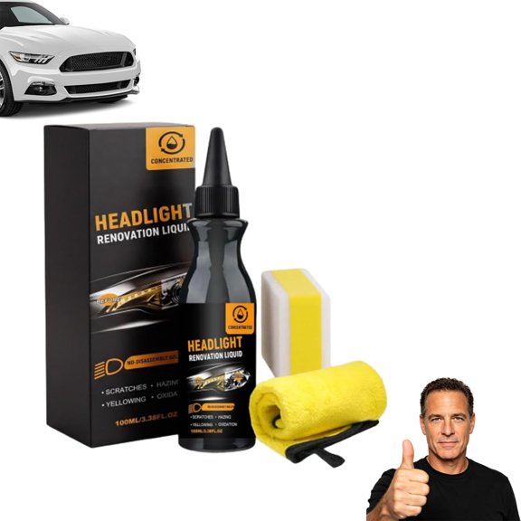 Headlight Care Solution, Car Headlight Restoration Kit, Scratch Removal Refurbishment , Car Headlamp Polishing Compound for Vehicles Suv Sedan Pickup Van Trailer, Sponge,Towel Included,