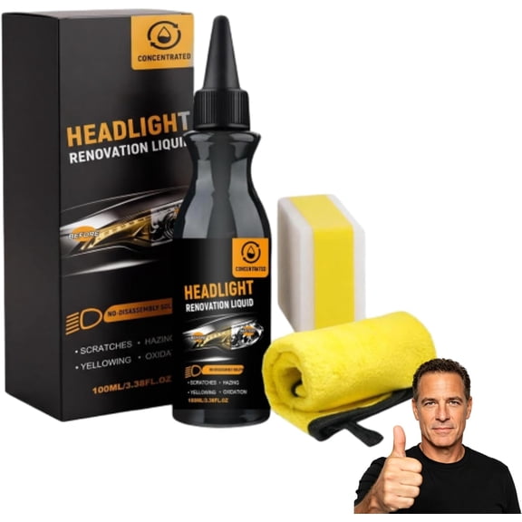Headlight Care Solution, Car Headlight Restoration Kit, Scratch Removal Refurbishment | Car Headlamp Polishing Compound for Vehicles Suv Sedan Pickup Van Trailer, Sponge,Towel Included, (1Pcs)