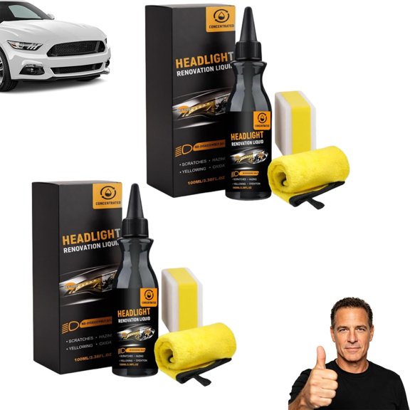 Headlight Care Solution, Car Headlight Restoration Kit, Scratch Removal Refurbishment , Car Headlamp Polishing Compound for Vehicles Suv Sedan Pickup Van Trailer, Sponge,Towel Included,