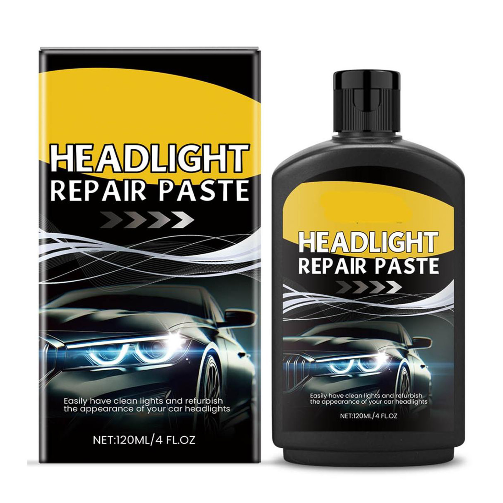 Headlight Cleaner,Headlight Restoration Kit,Head Light Restoring Kit,Quickly Clean Up Oxidation Layer Of Car Lights Recover Originals Lusters Of Lamp(1pc 120ml/4fl.oz)Clearance from QiwagFerng