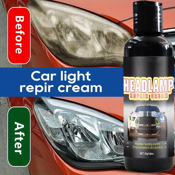 Headlight Cleaner Kit Car Headlight Cleaning Solution and Restorer 30ml Polishes Removes Yellowing Restores Transparency Protective Coating for Halogen Xenon and LED Lamps Enhance Nighttime Driving
