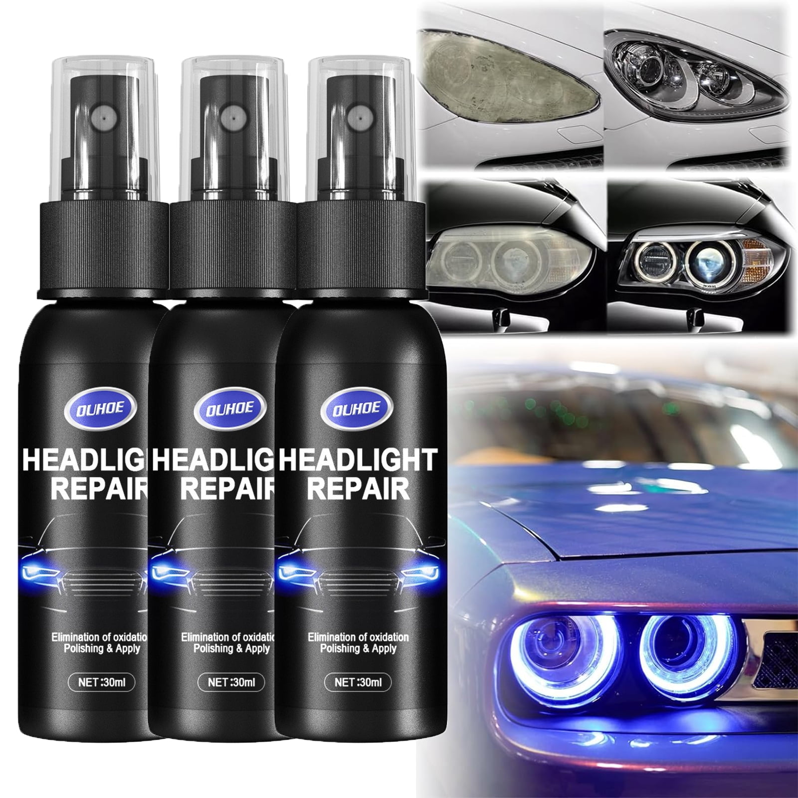 Headlight Cleaner and Restorer Kit, Car Headlight Restoration Kit