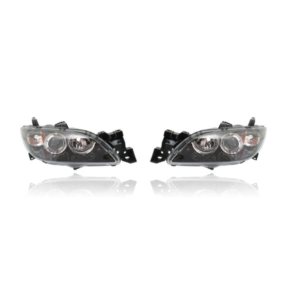 Headlight - Compatible/Replacement for '04-09 Mazda Mazda3 Sedan (Exclude Grand Touring) - Halogen - Pair, Left Driver + Right Passenger Set - BN8P510K0D, BN8P510L0D - CAPA