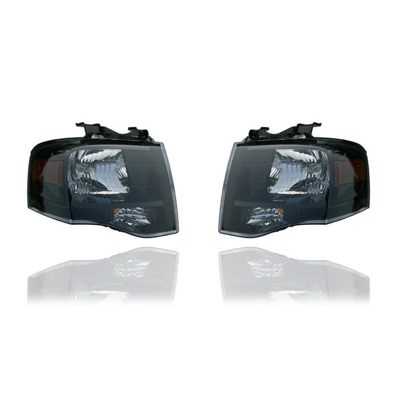 Headlight - Compatible/Replacement for '07-14 Ford Expedition - With Black-Out, Halogen - Pair, Left Driver + Right Passenger Set - 7L1Z13008CB, 7L1Z13008DB - CAPA