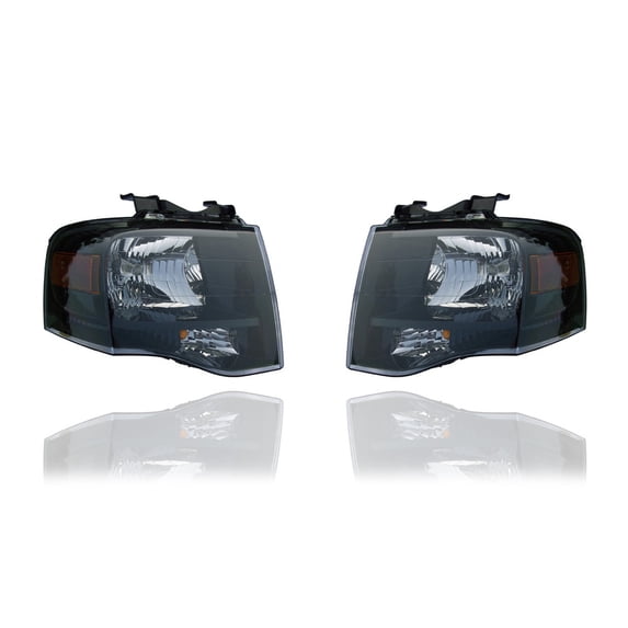 Headlight - Compatible/Replacement for '07-14 Ford Expedition - With Black-Out, Halogen - Pair, Left Driver + Right Passenger Set - 7L1Z13008CB, 7L1Z13008DB - CAPA