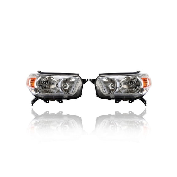 Headlight - Compatible/Replacement for '10-13 Toyota 4Runner SR5/Limited - Halogen, Chrome Interior Bezel - Pair, Left Driver + Right Passenger Set - 8113035520, 8117035520