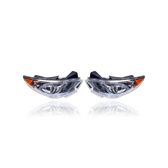 Headlight - Compatible/Replacement for '11-15 Hyundai Sonata Hybrid - Halogen - Pair, Left Driver + Right Passenger Set - 921024R050, 921014R050 - CAPA