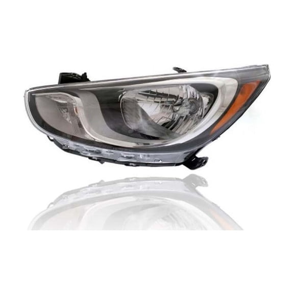 Headlight - Compatible/Replacement for '12-14 Hyundai Accent Sedan/Hatchback GLS/GS, 12-13 Hatchback SE - Reflector Halogen Without LED Daytime Running Light - Left Hand - Driver - 921011R010