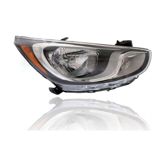Headlight - Compatible/Replacement for '12-14 Hyundai Accent Sedan/Hatchback GLS/GS, 12-13 Hatchback SE - Reflector Halogen Without LED Daytime Running Light - Right Hand - Passenger - 921021R010