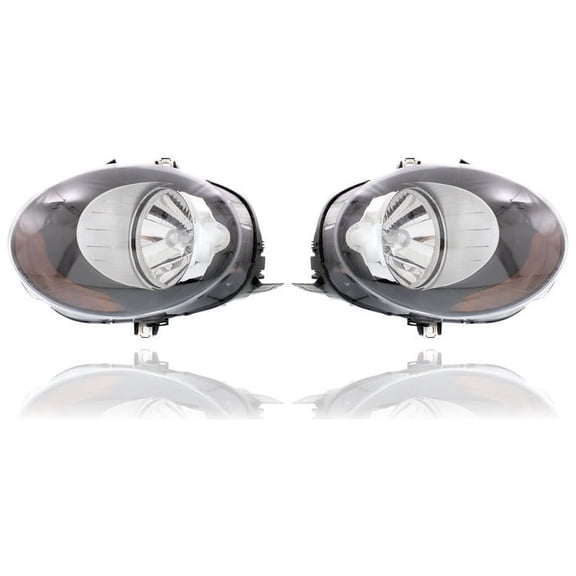 Headlight - Compatible/Replacement for '14-19 Mini Cooper Hardtop Hatchback/Sedan - Halogen With Yellow-Indicator - Pair, Left Driver + Right Passenger Set - 63117401600, 63117401599