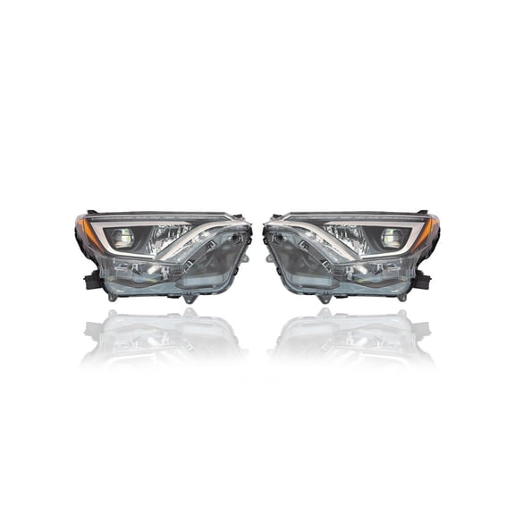 Headlight - Compatible/Replacement for '16-18 Toyota RAV4/Hybrid SE/Limited/Platinum - LED Projector Beam, Chrome Bezel - Pair, Left Driver + Right Passenger Set - 8114542670, 8118542670 CAPA