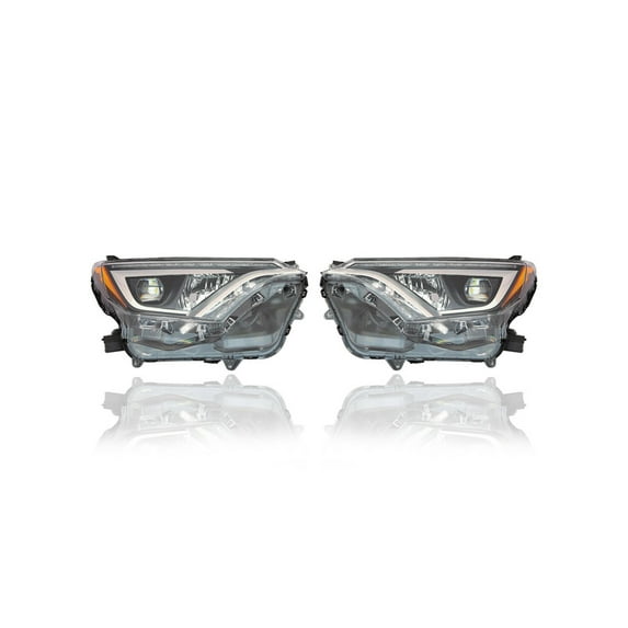 Headlight - Compatible/Replacement for '16-18 Toyota RAV4/Hybrid SE/Limited/Platinum - LED Projector Beam, Chrome Bezel - Pair, Left Driver + Right Passenger Set - 8114542670, 8118542670 CAPA