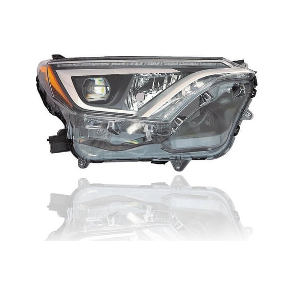 Headlight - Compatible/Replacement for '16-18 Toyota RAV4/Hybrid SE/Limited/Platinum - LED Projector Beam, Chrome Bezel - Right Hand - Passenger - 8114542670 CAPA