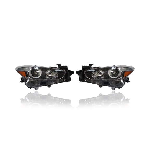 Headlight - Compatible/Replacement for '17-18 Mazda Mazda3 Sedan/Hatchback Sport/Touring, 17-17 Grand Touring - Halogen - Pair, Left Driver + Right Passenger Set - BABF510K0D, BABF510L0D CAPA