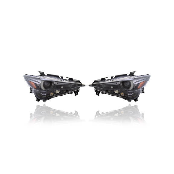 Headlight - Compatible/Replacement for '17-20 Mazda CX-5 Grand Touring/Signature - LED With Directional Beam - Pair, Left Driver + Right Passenger Set - KL2L51031C, KL2L51041C - CAPA